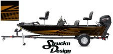 Pontoon Wrap Orange Modern Lines Fishing Abstract Graphic Bass Boat Decal Vinyl