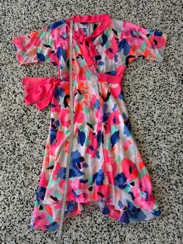 Lucy Laurita Leiela Women's Bella Wrap Dress in Vivacious Print w/ Pink Ties OS - Picture 22 of 24