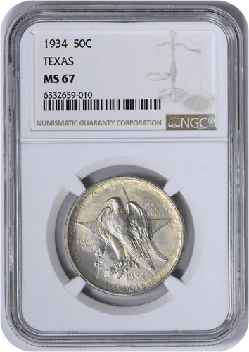 Texas Commemorative Silver Half Dollar 1934 MS67 NGC