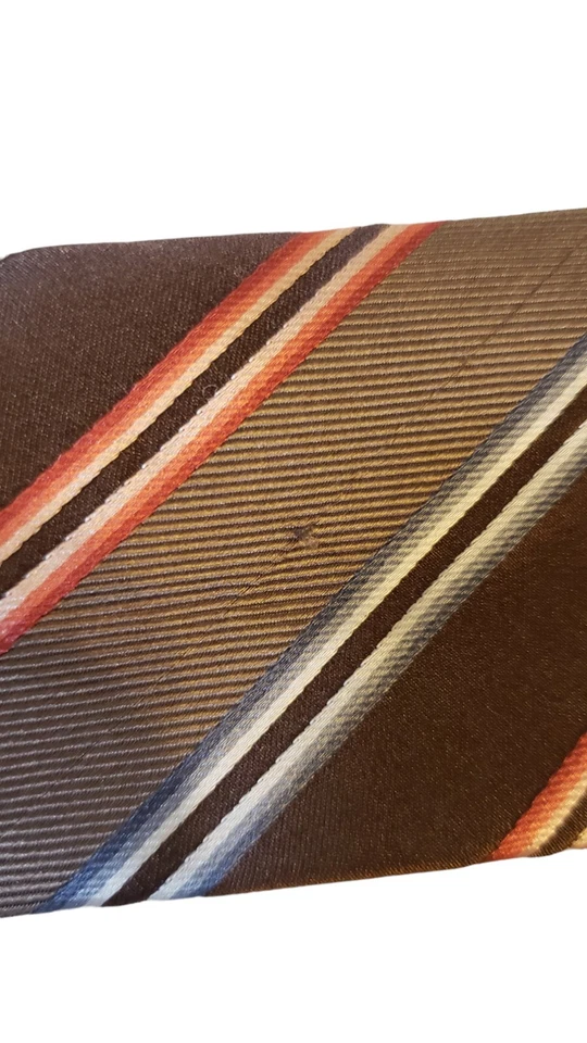 Мужской цветной деловой галстук Liz Clairborne в полоску с коричневым узором из шелка - Изображение 3 из 4