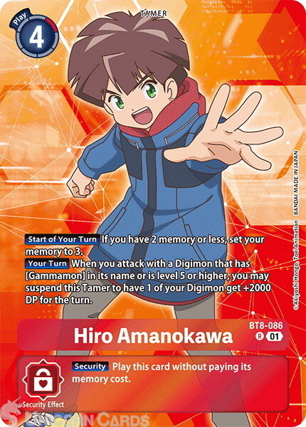 BT8-086 Hiro Amanokawa : Rare Foil Alt Art Digimon Card : DP02: Double Pack Set