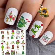 Grinch T Waterslide Nail Art Decals Set Of 50, Instructions Bonus