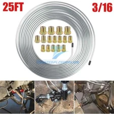Brake Line Tubing Kit Flexible Double Galvanized Steel 25 Ft 3/16 16 Fitting US