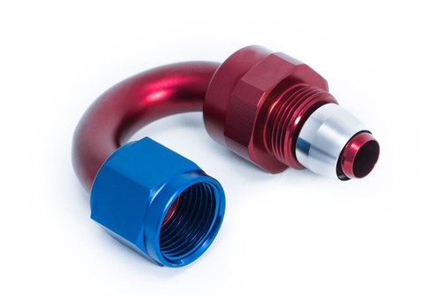 PTFE Alu Fitting Dash 4 / -4 AN / JIC 4 Anschluss 180° Blau/Rot eloxiert - Picture 2 of 8
