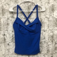 Athleta Twist Up Underwire Removable Pads Straps Black Tankini 36B/C Blue