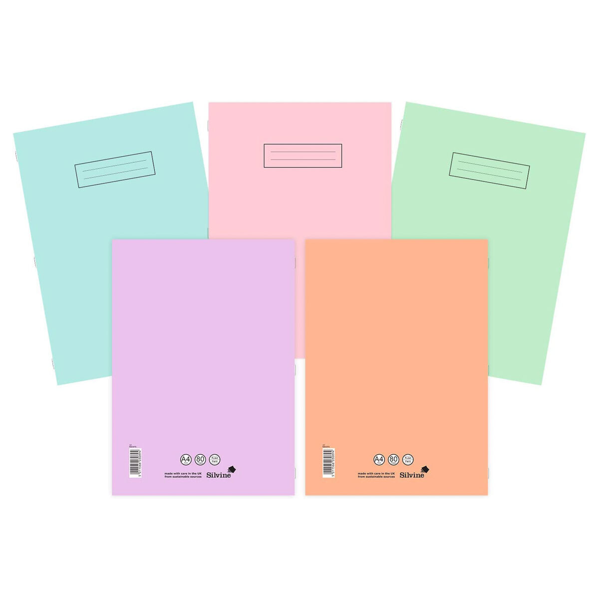 Silvine A4 Assorted Pastel Colours School Exercise Notebooks Lined (NBA4PS)