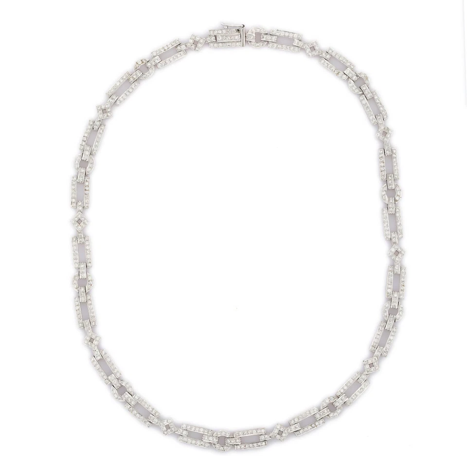 Collar de tenis de diamantes de corte redondo de 6,35 quilates creado en laboratorio de eslabones finos simples de diseñador Foto 2 de 4