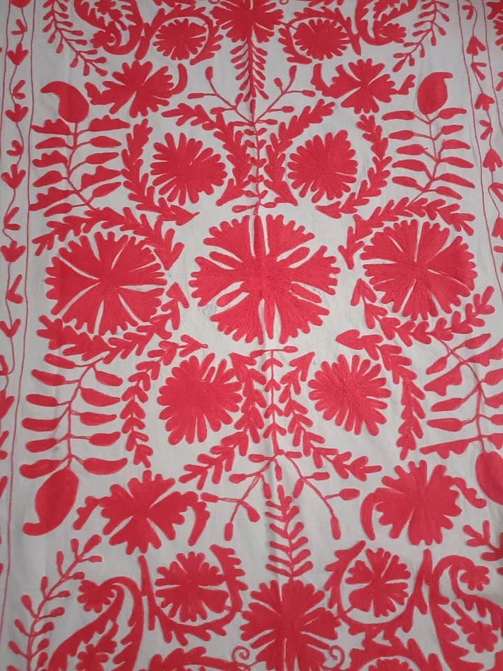 Algodón Suzani Lana Bordado para Mantel de Cama, Colgante de Pared Foto 3 de 4