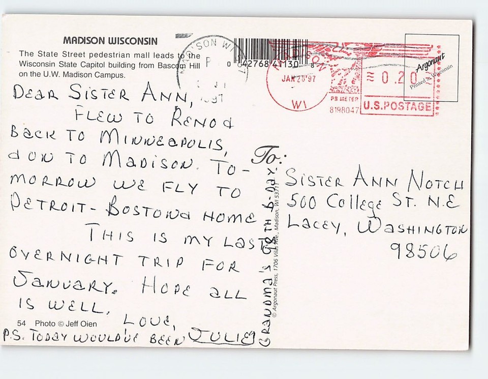 Postcard The State Street pedestrian mall Madison Wisconsin USA eBay