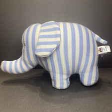 Jellycat London 9  Elephant Rattle Blue White Striped Chime Stuffed Animal