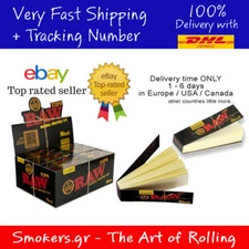 1x Full Box ORIGINAL RAW BLACK Rolling Papers Filter Tips Natural Unrefined