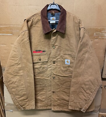 ORIGINAL CARHARTT BAUMWOLLE ENTE CHORE MANTEL DECKE GEFÜTTERT BRAUN EX-ZUSTAND!!!!! 52 REG