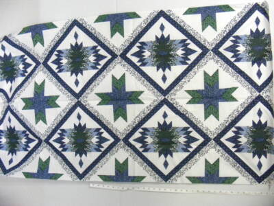 Cheater Quilt Top, ''Bear Claw Navy'', 90'' x 108'', Cotton Blend Material