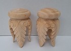 2 Graber LEAF FINIALS for 2" Wood Pole, Hand Carved, Natural, # 3-1218-0, 1 Pair