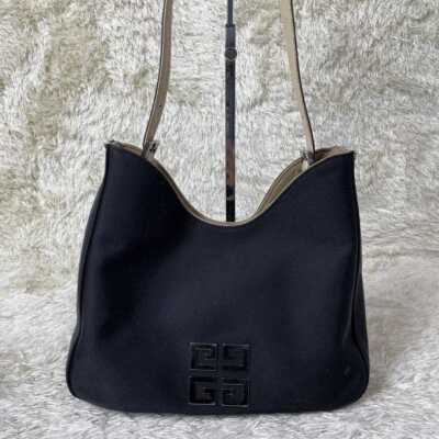 GIVENCHY Tote Handbag 4G Logo Nylon Suede Black Women's USED
