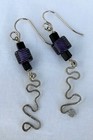 Original Design Sterling Silver Dangle, Glass Bead Earrings .925 Hooks 2-3/8" L — photo 2