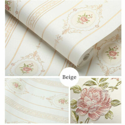 10M Floral Wallpaper Embossed Non-woven Wall Paper Home Decor Country Chic Craft