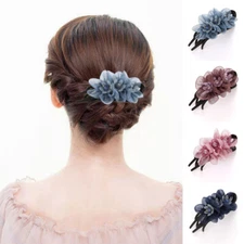 Goody Barrettes Duckbill Clip Back Head Art Barrettes Flower Fabric Head Clip