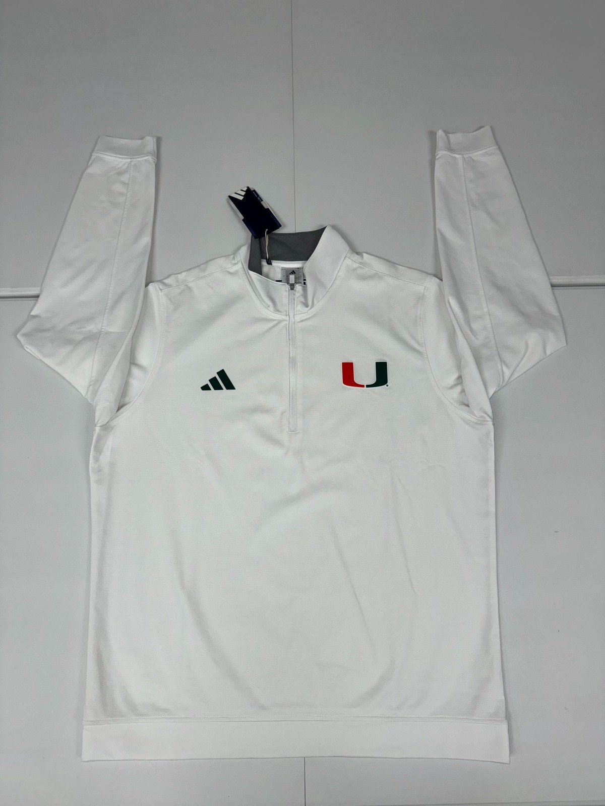 Adidas Miami Hurricanes Elevated 1/4 Zip Jacket White Pick Size NWT $100