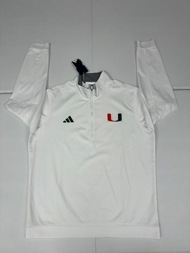 Adidas Miami Hurricanes Elevated 1/4 Zip Jacket White Pick Size NWT $100