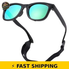 COASION Bendable Polarized Baby Sunglasses - Black/Green Mirror