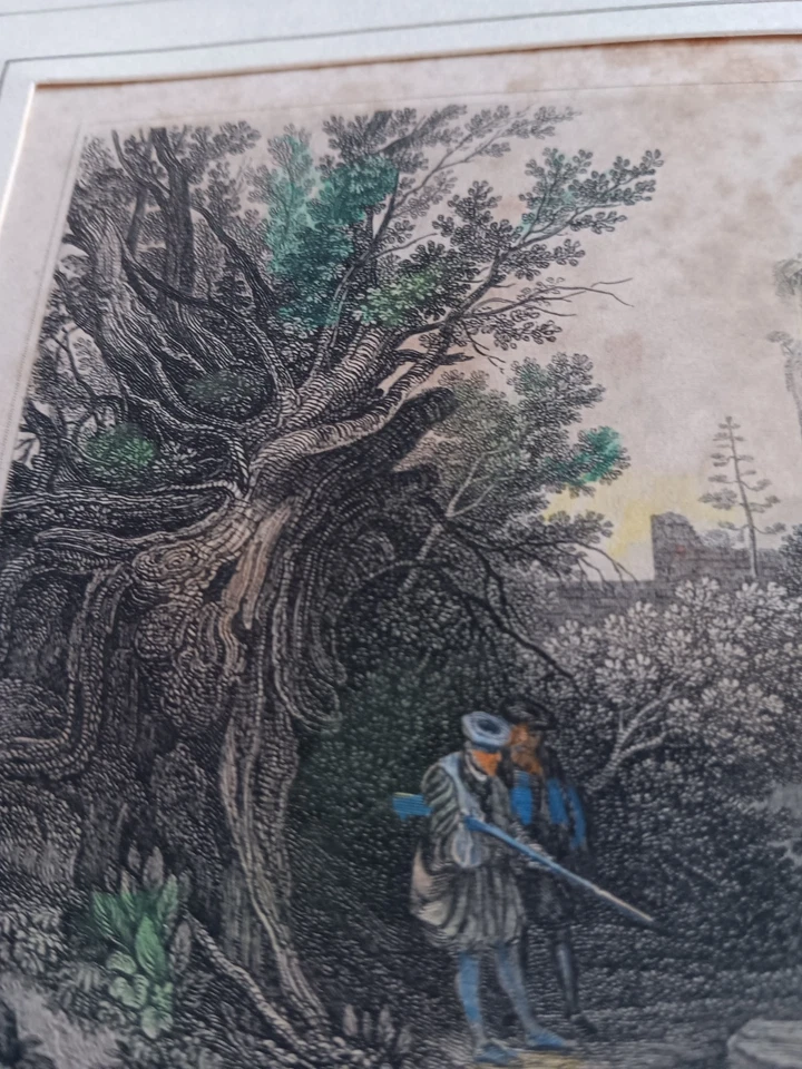 antiker colorierter Stahlstich Christian Daumerlang Ruine zu Samaria Palästina - Bild 4 von 4