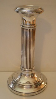 ANTIQUE STERLING SILVER COLUMN 6" CANDLESTICK BIRMINGHAM 1916