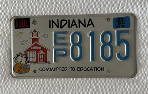 2001 Indiana Education License Plate EP 8185