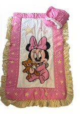 Vintage Disney Babies Minnie Crib Bedding Pink Nursery Blanket And Bedskirt
