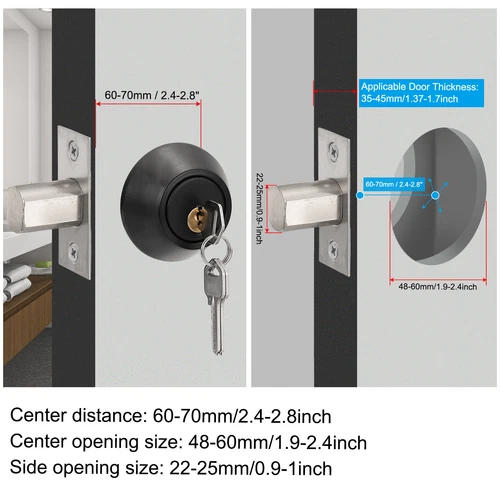 3Pcs Keyed Alike Single Cylinder Deadbolts, Keyed Entry Door Knob, Silver - Picture 5 of 6