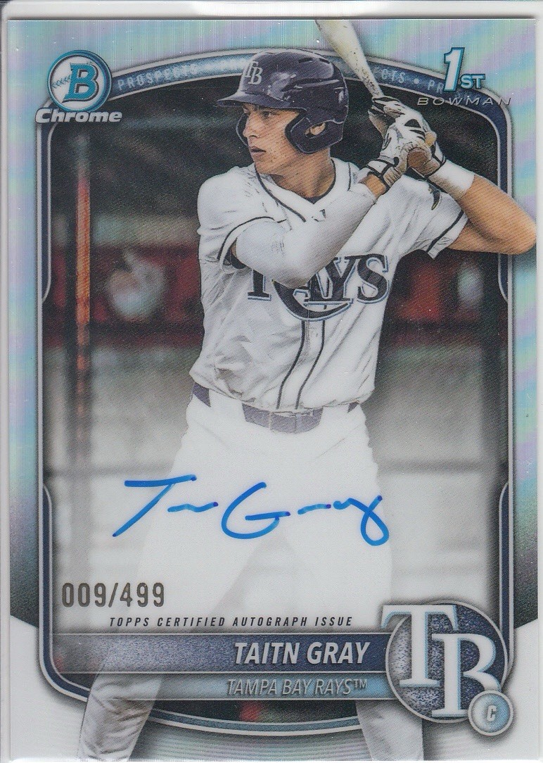 2025 Bowman Draft - Chrome Prospect Autographs Taitn Gray #CPA-TG Refractor /499