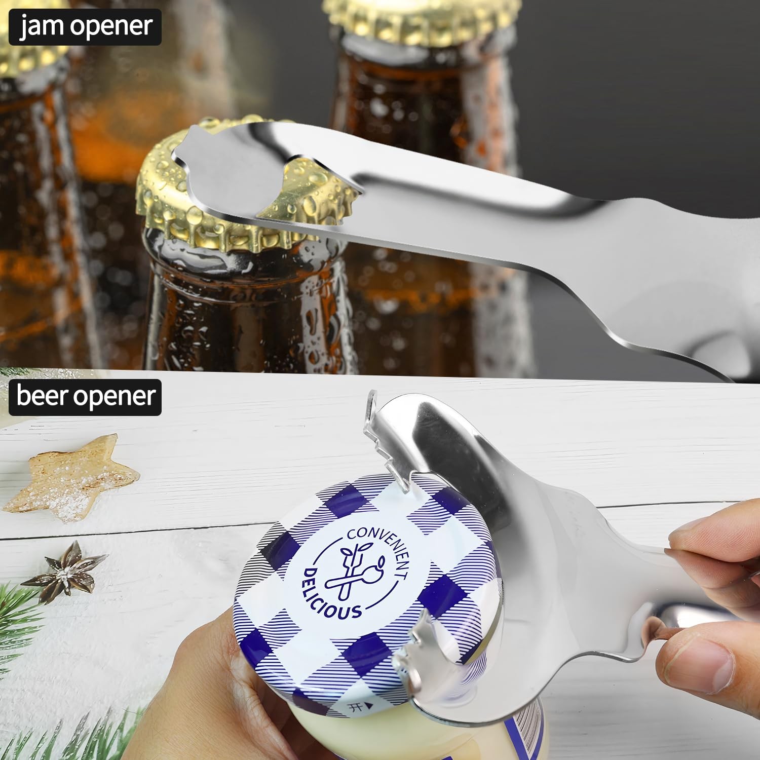2 Pack Stainless Steel Multifunctional Mason Jar Opener, Easy Twist Manual Ha...
