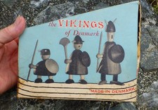 Rare The Vikings of Denmark Wooden Figures & Box  Instructions Jacob Jensen 1950