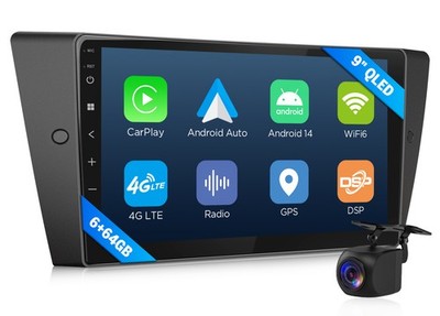 For BMW 328i 2006-2011 E90 6+64 QLED 9''Android Car Radio Apple CarPlay Bluetooth