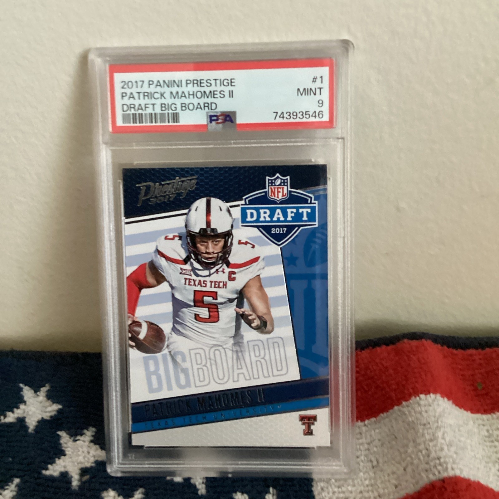 Patrick Mahomes II 2017 Panini Prestige #1  DRAFT BIG BOARD RC PSA 9 Chiefs