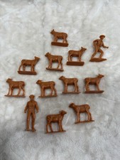Vintage MARX MPC Plastic Cowboy And Cows Figures LOT of 12