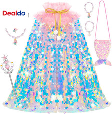 Mermaid Cape for Princess Dress Up, Toy Gift for Girls Ages 3-8
