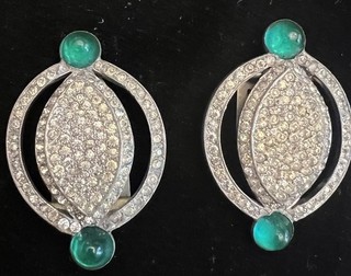 Vintage Fn Co Rhinestone Shoe Clips Skirt Pin Dress Art Deco