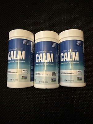 3x Natural Vitality CALM Magnesium Drink Mix 4 oz Original Unflavored Exp 1/2028