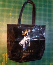 Ted Baker French Bulldog with Crown Black PVC Tote Bag, small