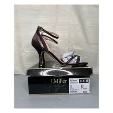 I. Miller Vanny Rhinestone Ankle Strap Heels Chocolate Size 9.5M