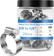 12PCS Heavy Duty Hose Clamps Stainless Steel 304, 3/8" Hose Clamp to 5/8" Hose C