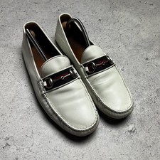 Gucci Horsebit Loafers White Leather Web Stripe Mens US 11 EU 45 Italy