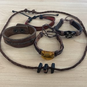 5pc Leather Men Women Necklace Bracelet Real Scorpion Lot G Man Tandy Adjustable