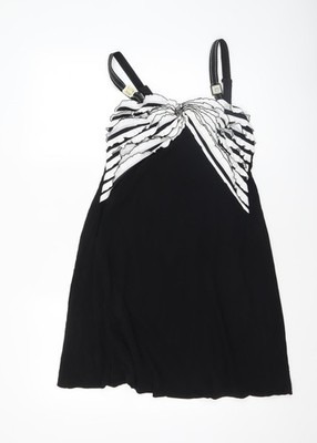 Save The Queen Damen Negligee schwarz-weiß gestreift Viskose Größe M