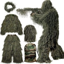 3D Ghillie Suit Dschungel Tarnanzug Camo Camouflage Kleidung Jagd 5 Stk Set DHL