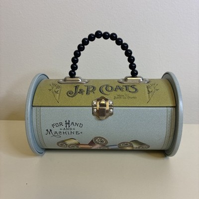 J&P Coats Tin Sewing Thread Purse Handbag Closure And Bead Handle 2007