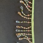 3.5 Yards X 2.5” Pink Blue White Beaded Fringe Green Ribbon — photo 2