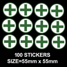 GREEN FIRST AID CROSS CIRCLE HEALTH AND SAFETY SIGNS STICKER WARNING FIRST AID