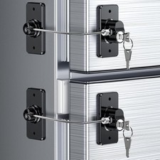 2 Pack Refrigerator Door Lock with Adhesive, No Tools 2 Black